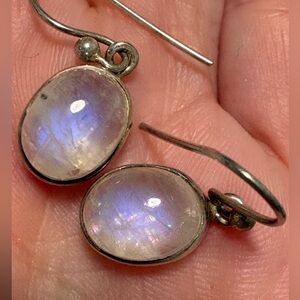 Rainbow moonstone and sterling Silver and drop Earrings